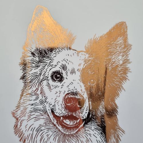 Custom Foiled Pet Portrait | Personalised Line Art Print Australia