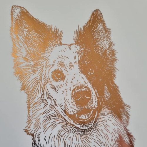 Custom Foiled Pet Portrait | Personalised Line Art Print Australia