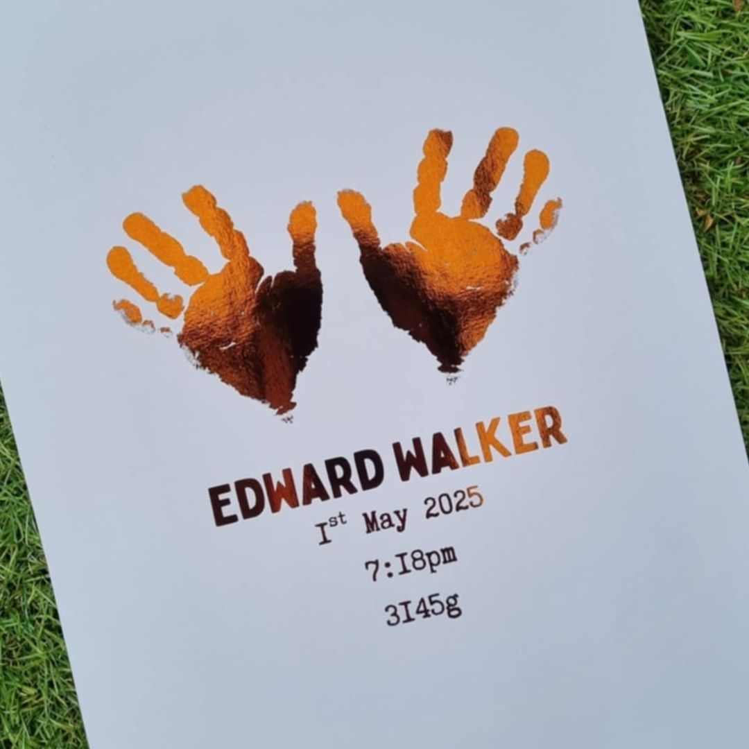 Baby Hand or Footprint Foil Print | Personalised Keepsake Australia