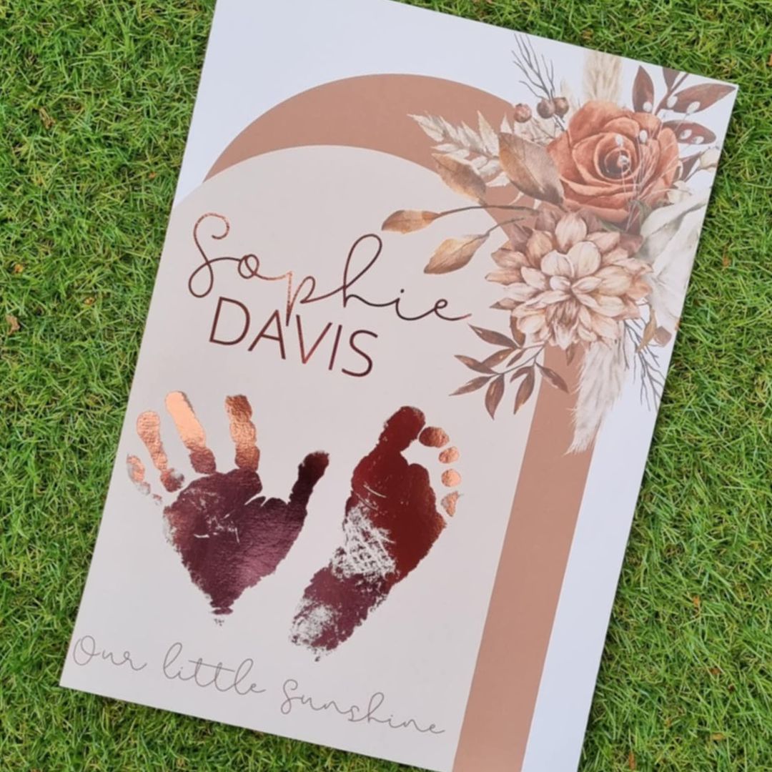 Baby Hand & Footprint Foil Print | Personalised Keepsake Australia