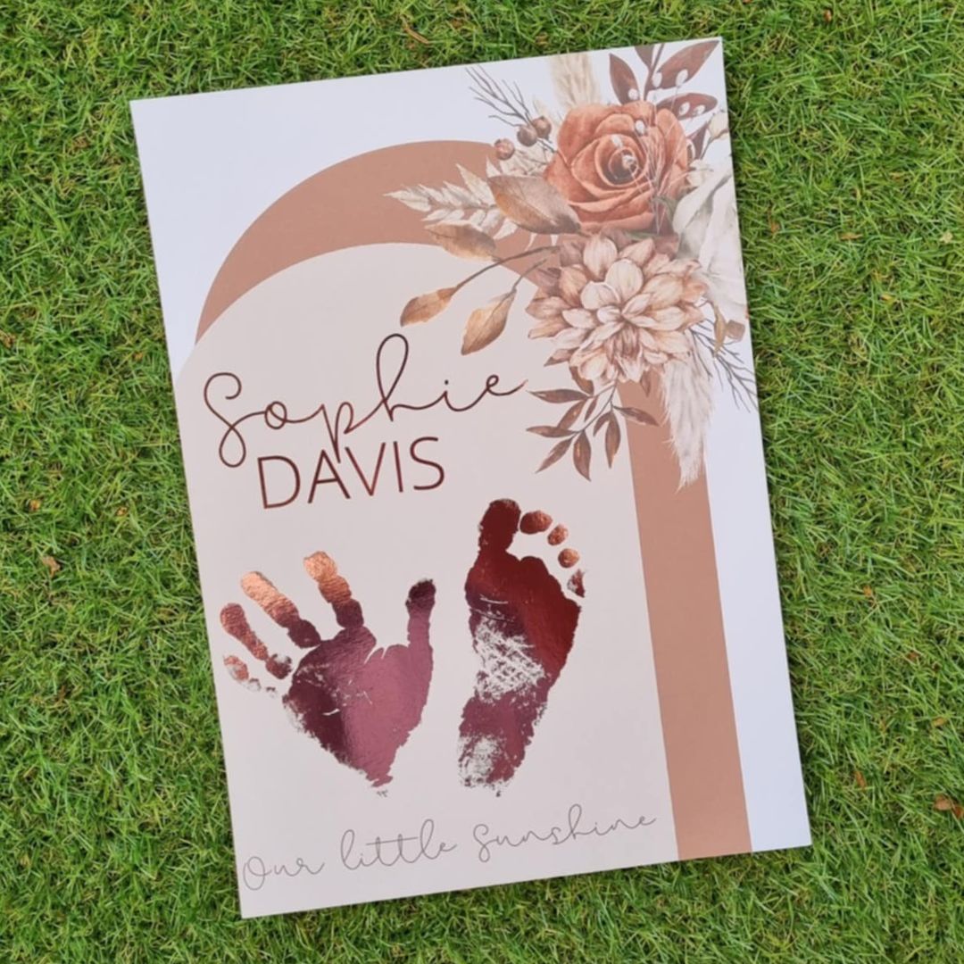 Baby Hand & Footprint Foil Print | Personalised Keepsake Australia