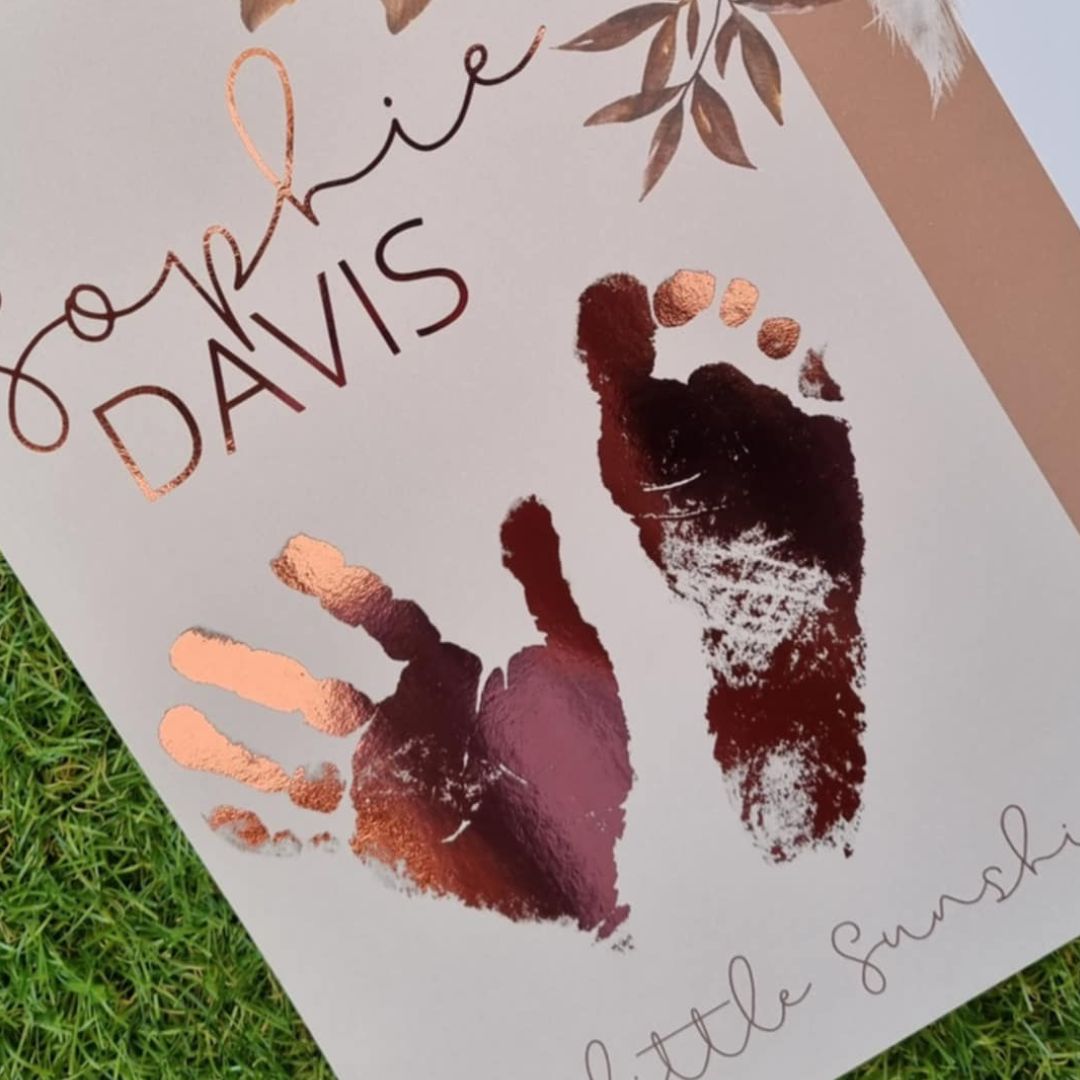 Baby Hand & Footprint Foil Print | Personalised Keepsake Australia