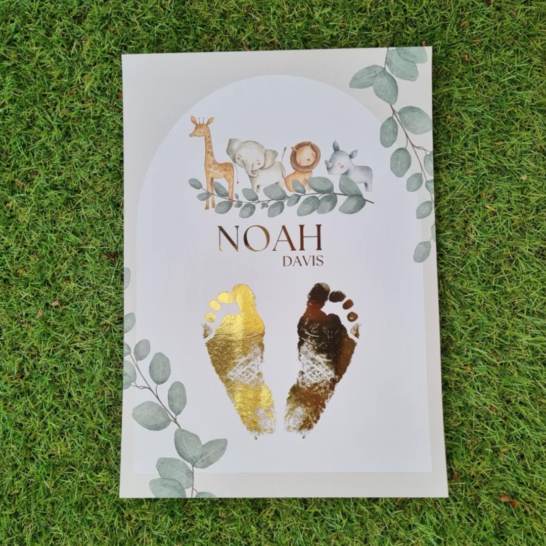 Safari Baby Hand & Footprint Print | Personalised Keepsake Australia