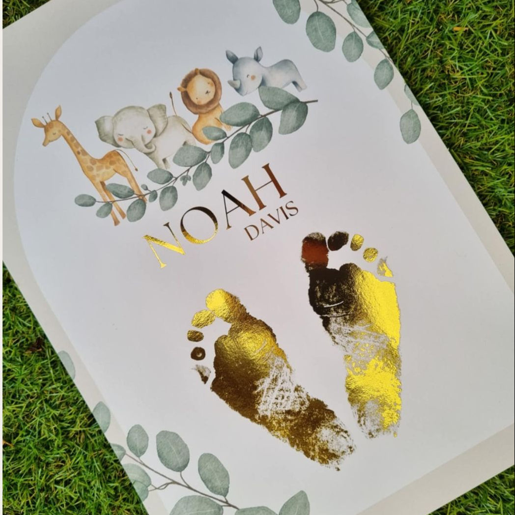 Safari Baby Hand & Footprint Print | Personalised Keepsake Australia
