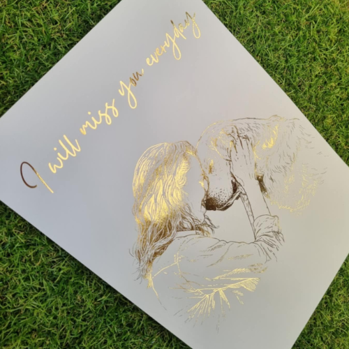 Pet & Human Line Art Portrait | Custom Foiled Print Australia
