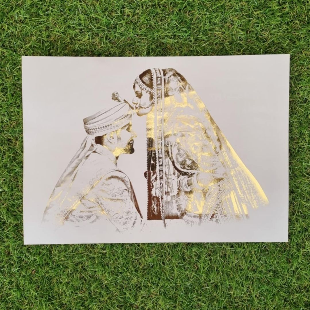 Custom Foil Wedding Portrait | Personalised A4 Print Australia