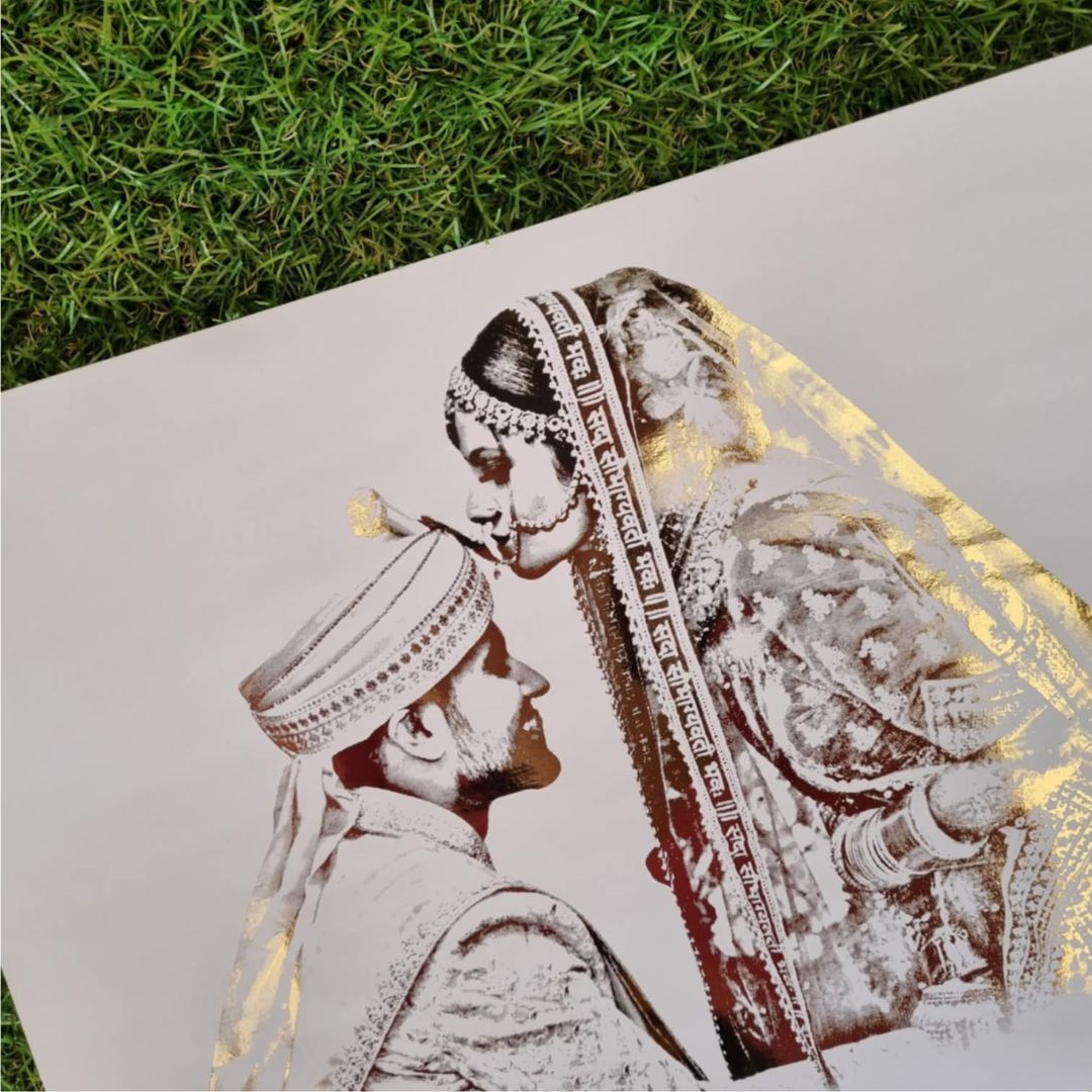 Custom Foil Wedding Portrait | Personalised A4 Print Australia