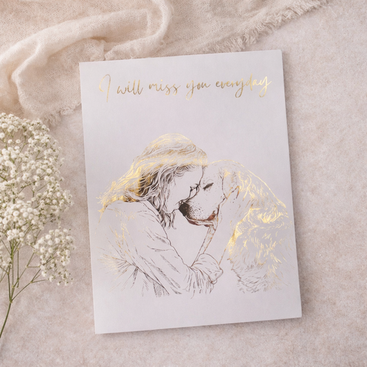 Pet & Human Line Art Portrait | Custom Foiled Print Australia