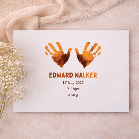 Baby Hand or Footprint Foil Print | Personalised Keepsake Australia