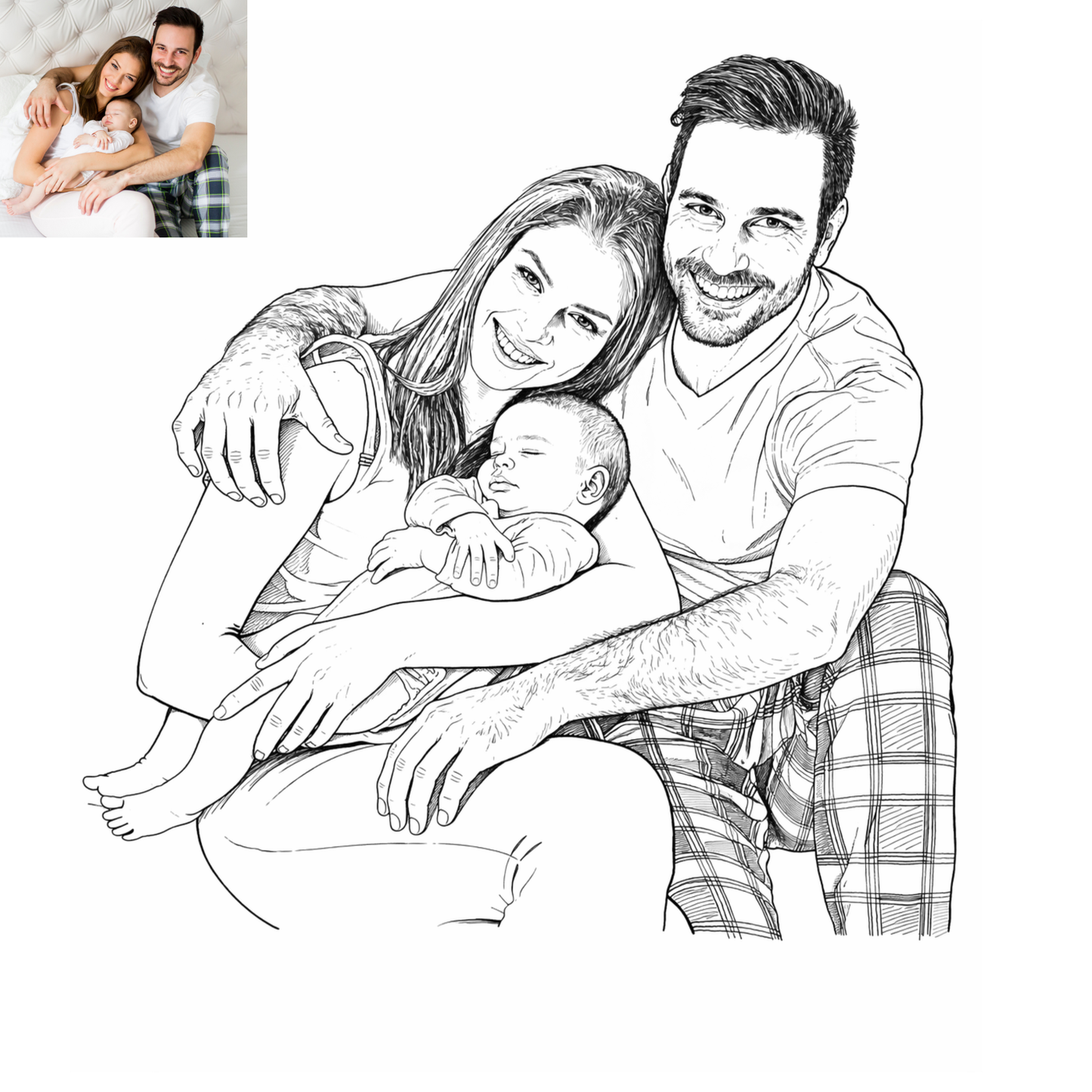 Custom Foiled Portrait Print | Personalised Line Art from Your Photo